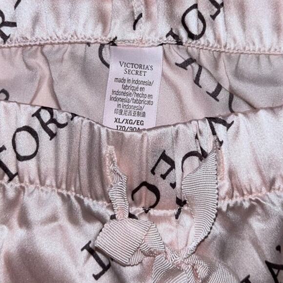 NWOT Victoria’s Secret Logo Light Pink & Black Satin Shortie Pajama Set Size XL - Picture 7 of 7